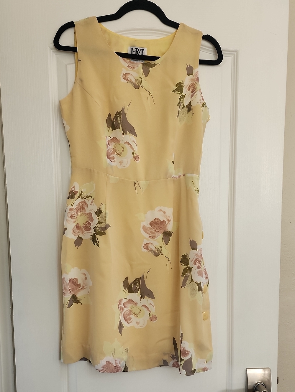 J R T by Newport News Vintage 90's Light Yellow Floral Sheath Dress Size 8 NWT
